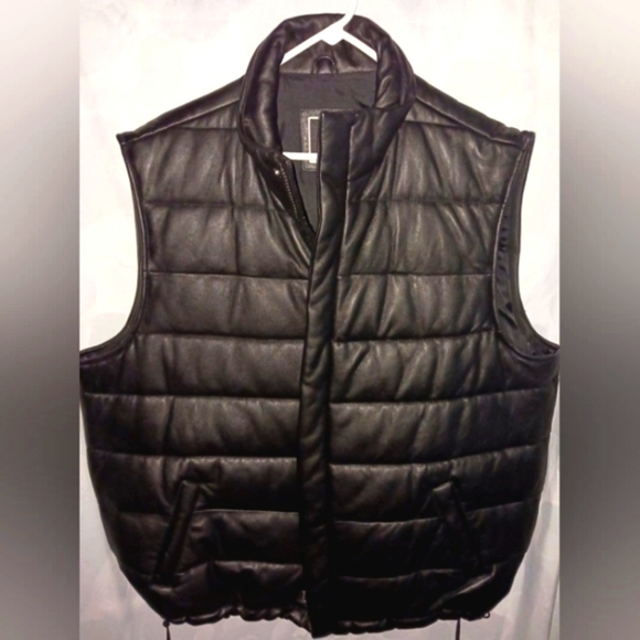 Bachrach PREMIUM Leather Puffer vest very heavy & high quality (RARE)